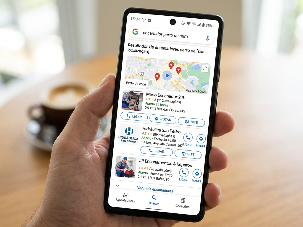 Resultado real no Google Search