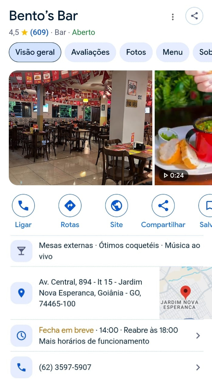 Exemplo de perfil no Google Meu Negócio